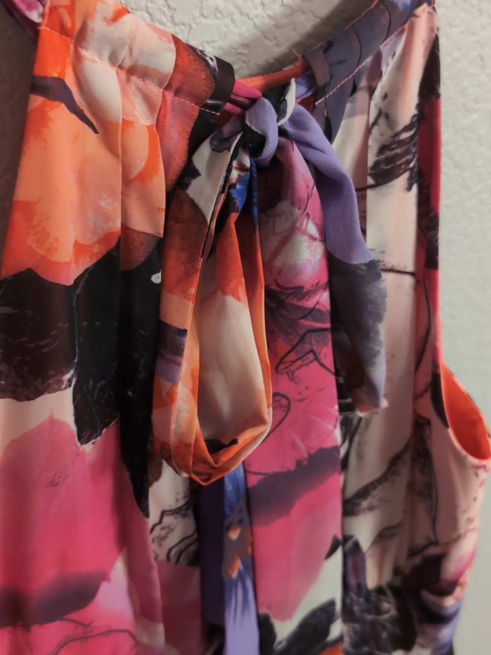 Eliza J Floral Halter Maxi Derby Dress in Pink & Purple - Picture 5 of 8